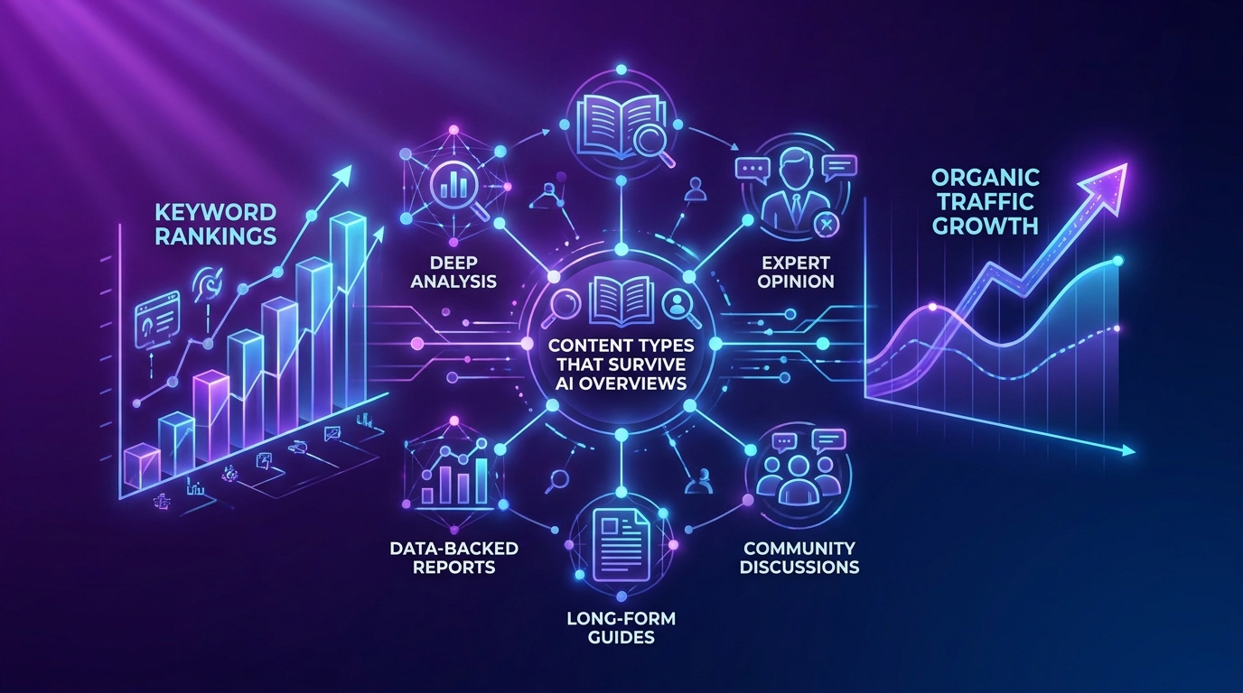 Content Types That Survive AI Overviews: What Google Still Sends Clicks For in 2026
